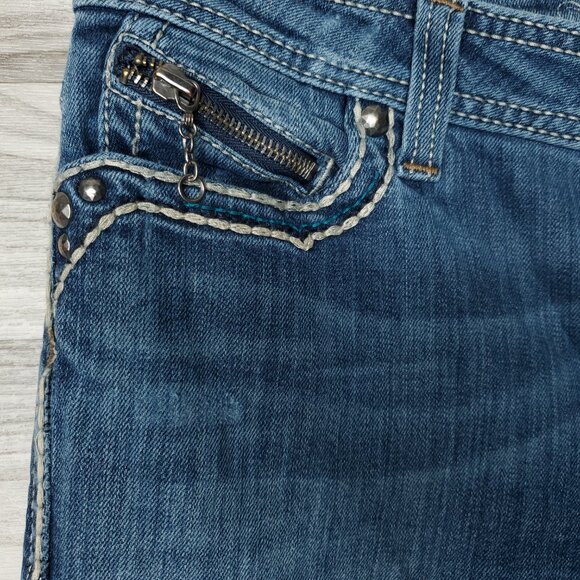 Ariat Women's Ruby Classic Blue Boot Cut Jeans Size 33x32 Charm Zipper - Picture 5 of 16